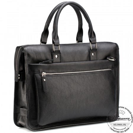 Кожаная деловая сумка "Вильямс" (чёрная) 