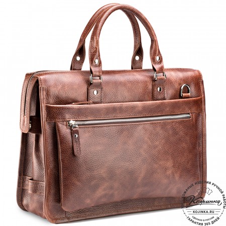Кожаная деловая сумка "Вильямс" (светло-коричневая) 