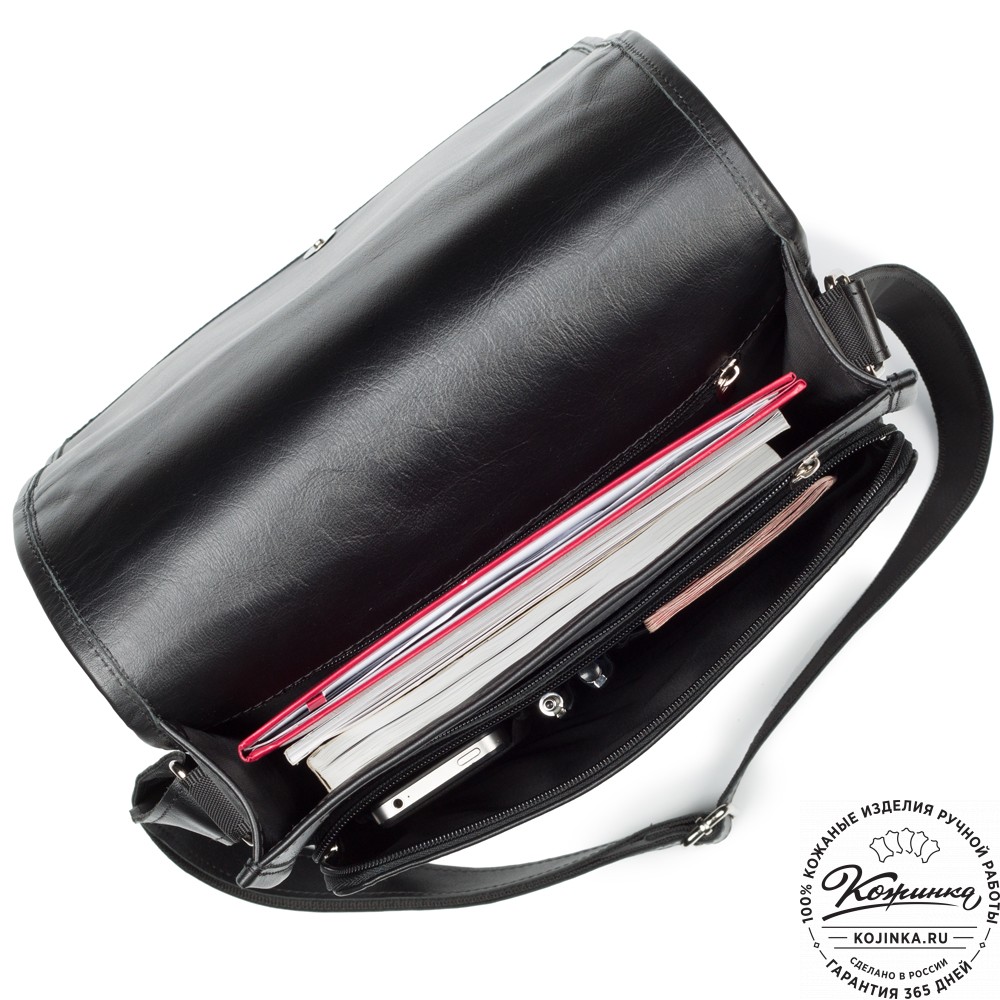 Кожаная сумка "Брэндон" (чёрная)