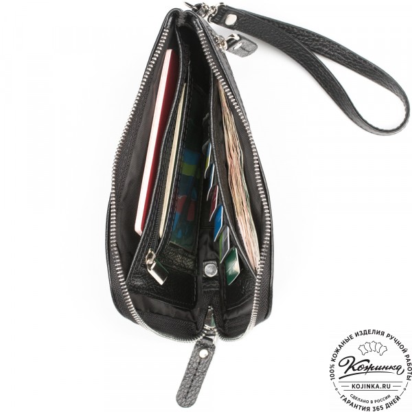 Кожаный клатч "Логан" (чёрный) . фото 1