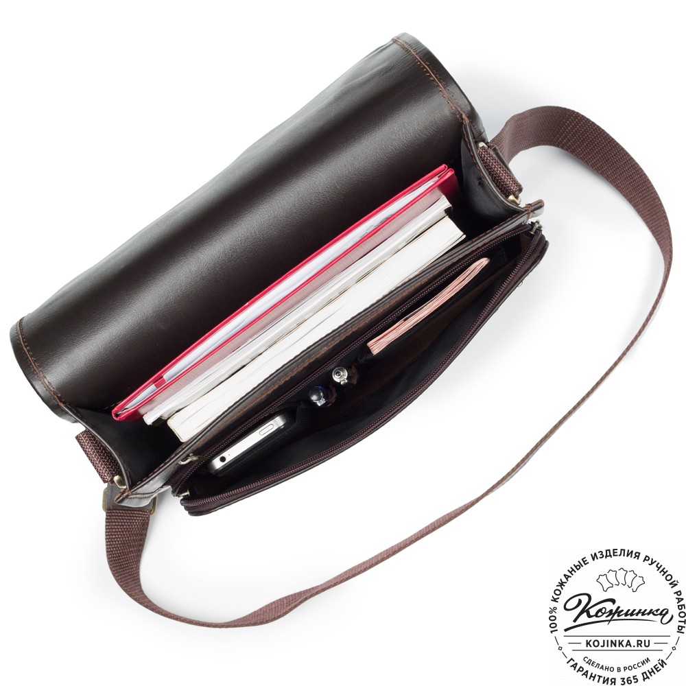 Кожаная сумка "Брэндон" (тёмно-коричневая)