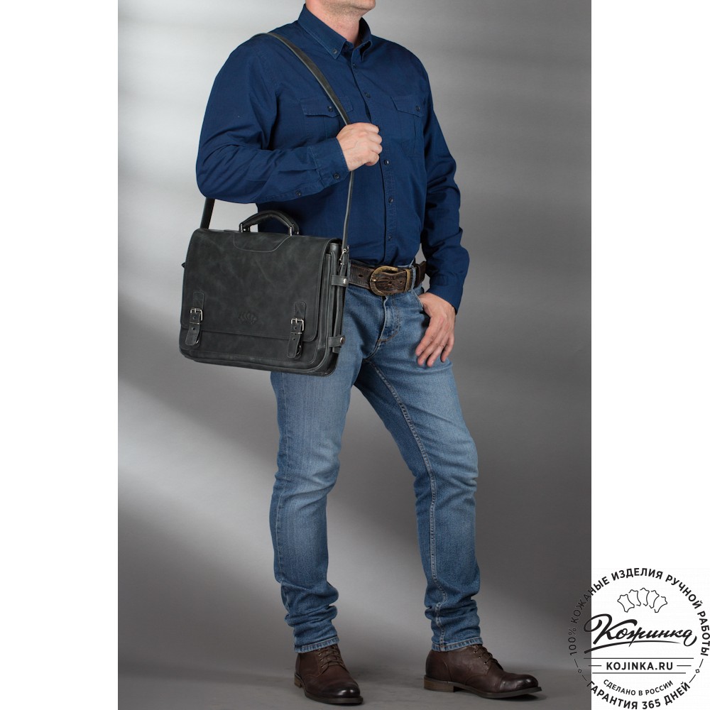 Кожаный портфель "Арамис" (черный)