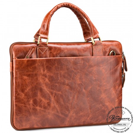 Кожаная деловая сумка "Ральф" (рыжий антик) 