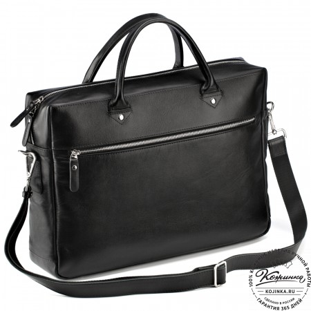 Кожаная деловая сумка "Спайк" (чёрная) 
