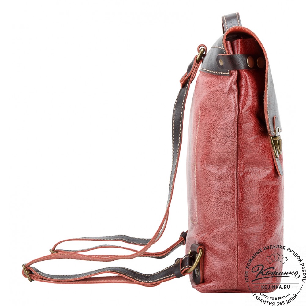 Кожаный рюкзак "Школьник" (брусничный)