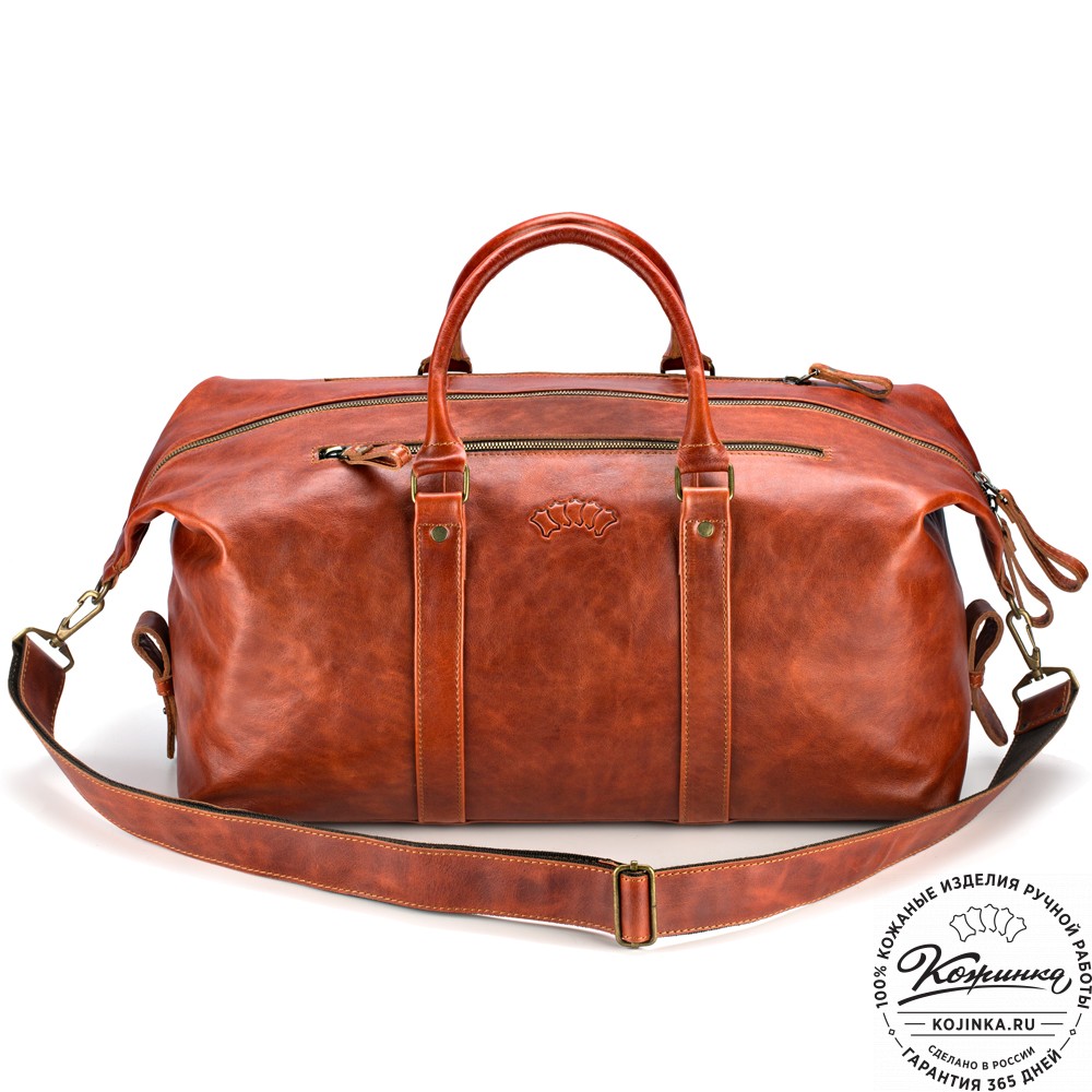 Кожаная дорожно-спортивная сумка Англия (рыжий антик)