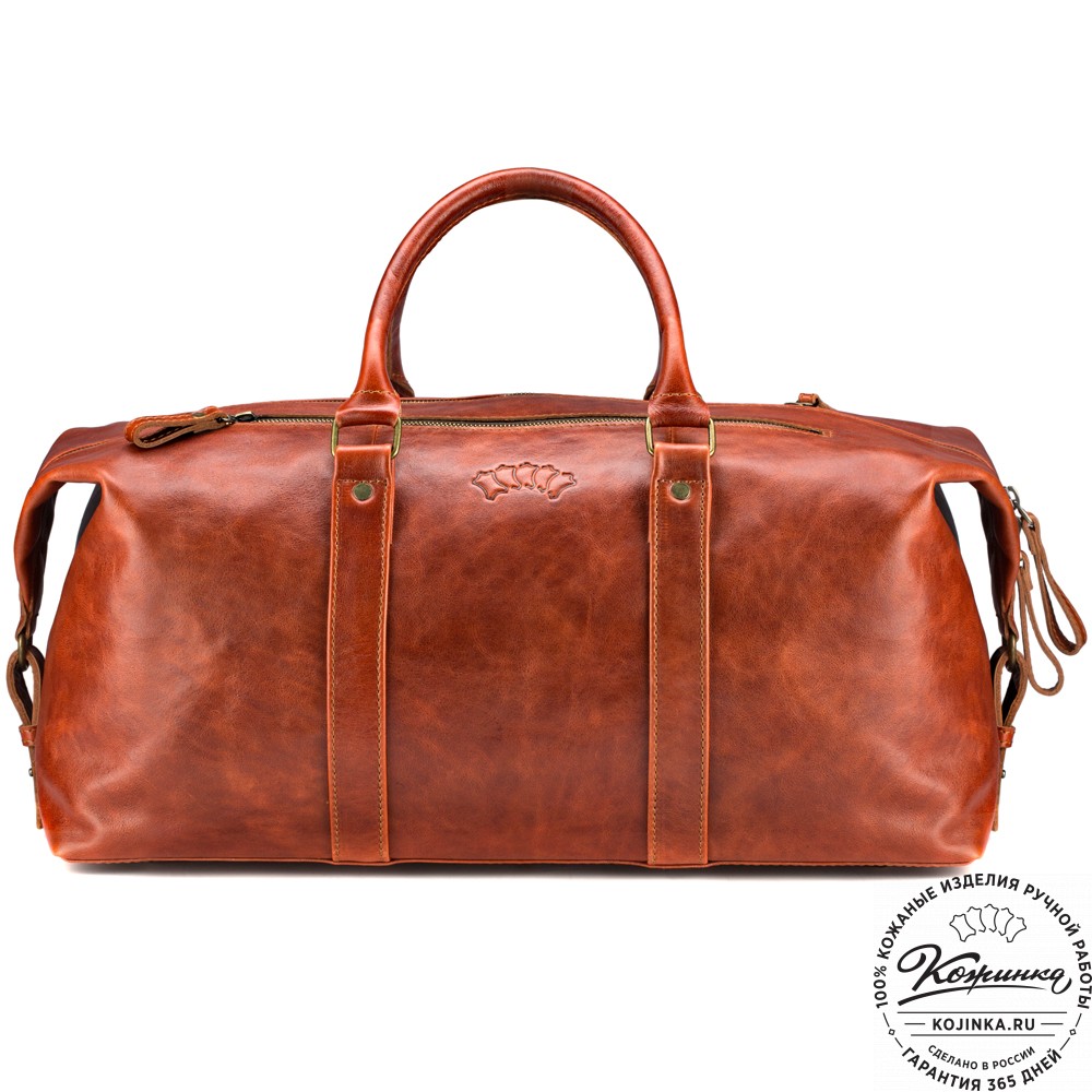 Кожаная дорожно-спортивная сумка Англия (рыжий антик)