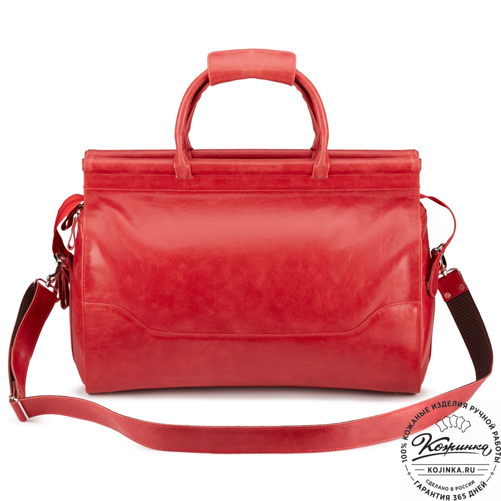 Кожаный дорожный саквояж "Гарри" (красный)
