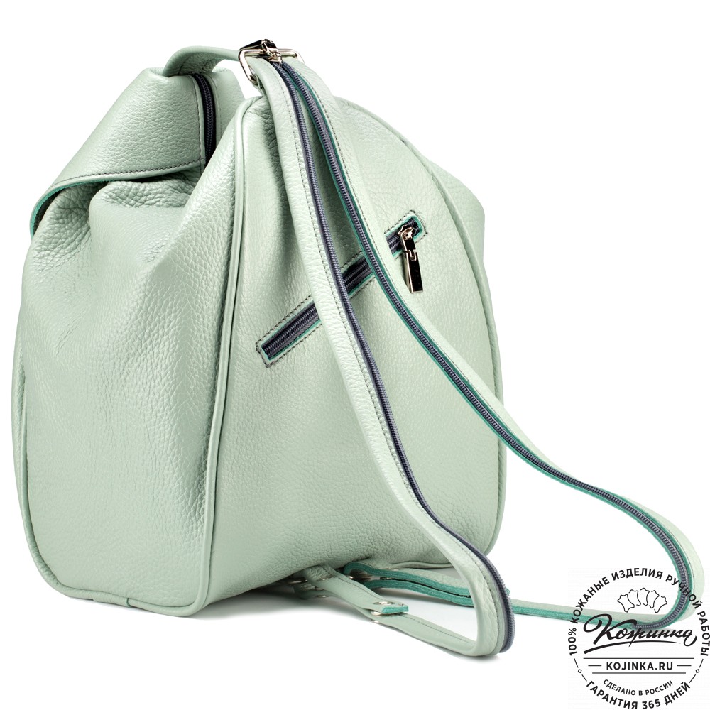 Кожаный рюкзак-сумка "Микки" (мятный)