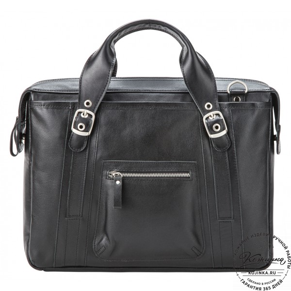 Кожаная деловая сумка "Доминик" (чёрная). фото 1