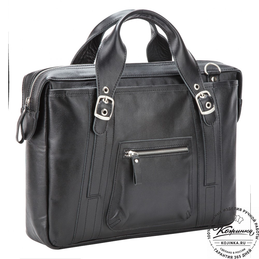 Кожаная деловая сумка "Доминик" (чёрная)