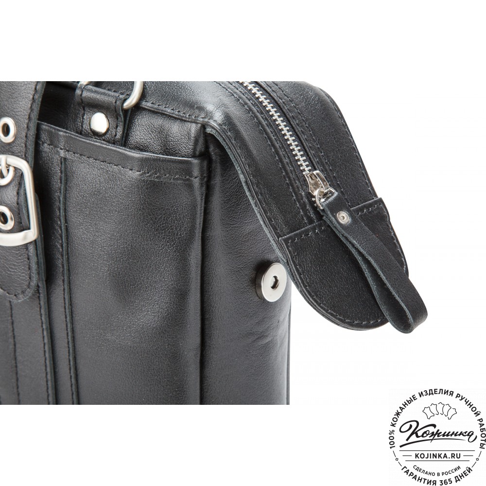 Кожаная деловая сумка "Доминик" (чёрная)