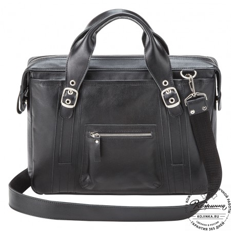Кожаная деловая сумка "Доминик" (чёрная)