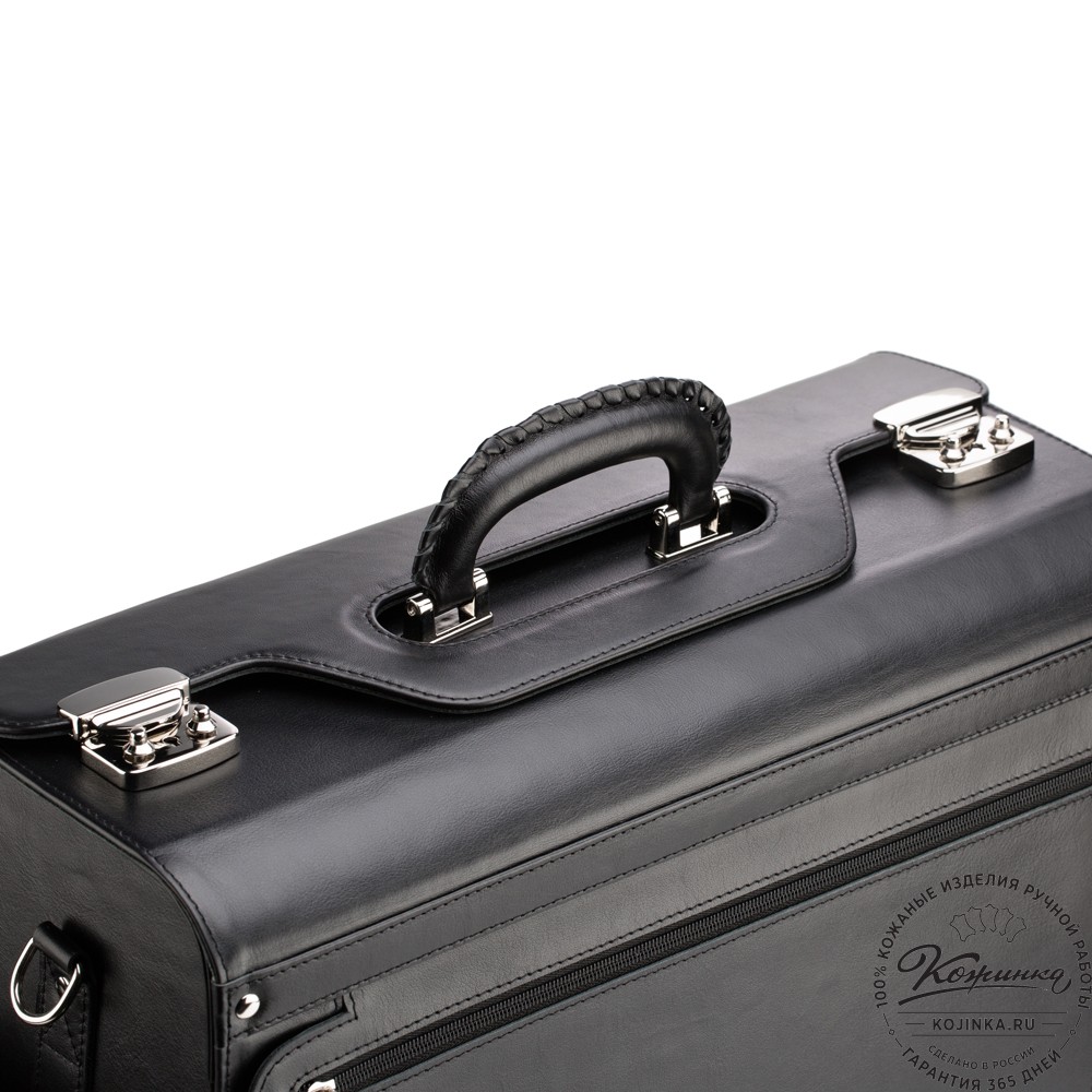 Кожаный портфель-кофр "Аркадий" (чёрный)