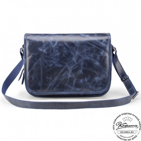 Кожаная сумка "Риана" (синий антик)