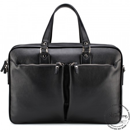 Кожаная деловая сумка "Роберт" (чёрная) 