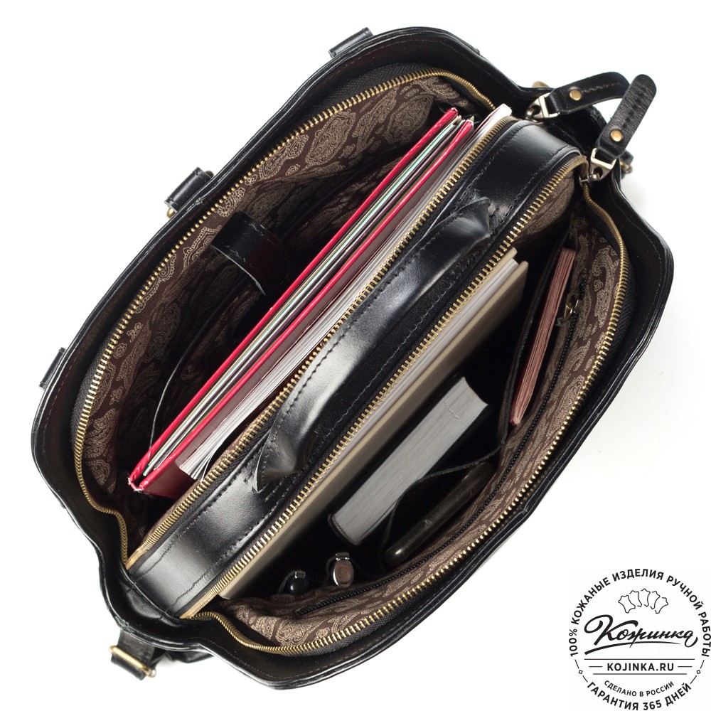 Женский кожаный рюкзак-сумка "Греция" (чёрный)