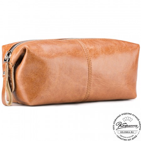 Кожаная косметичка "Бамбина" (рыжая)