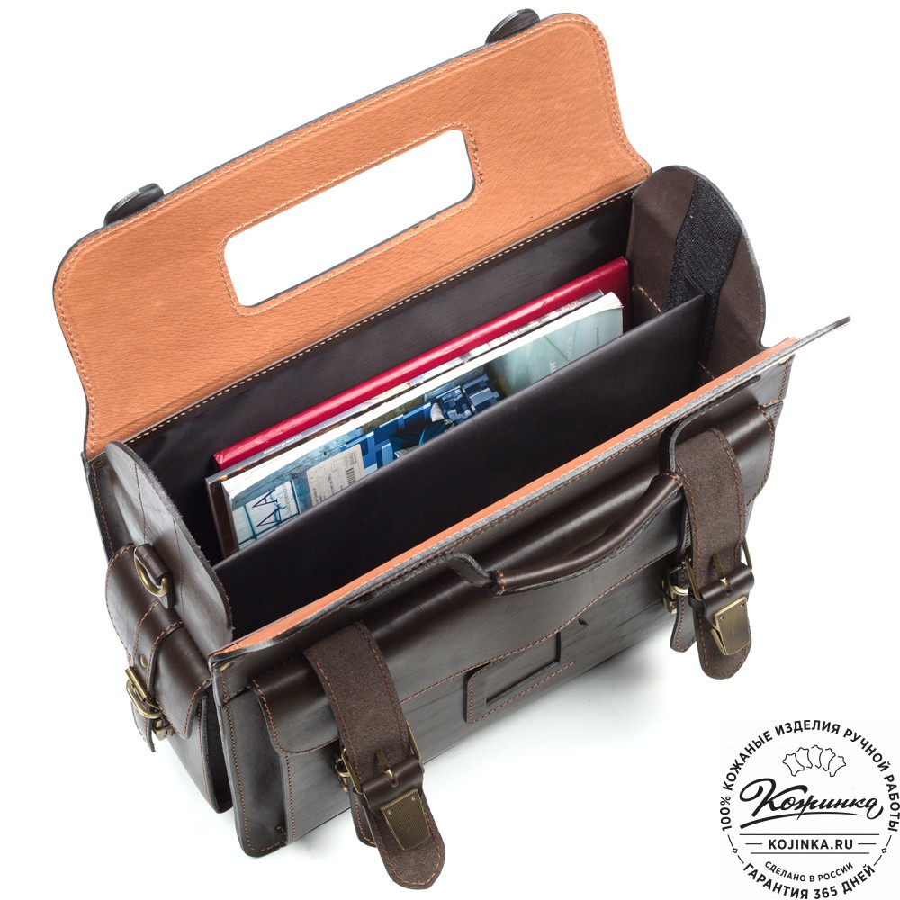 Кожаный портфель-кофр  "Универсал"  (тёмно-коричневый)