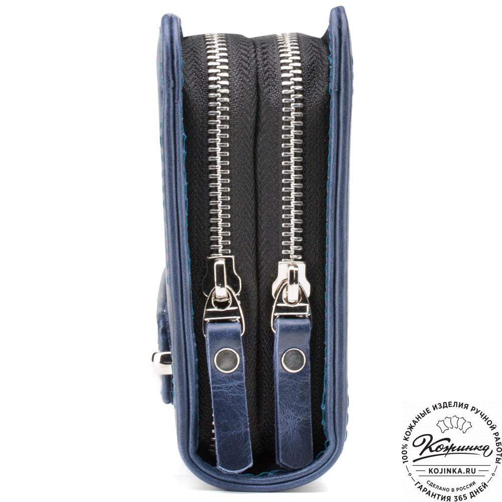 Кожаный клатч "Вилли" (синий антик)