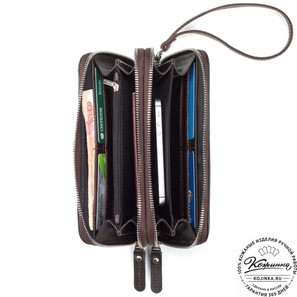 Кожаный клатч "Льюис" (тёмно-коричневый) . фото 1