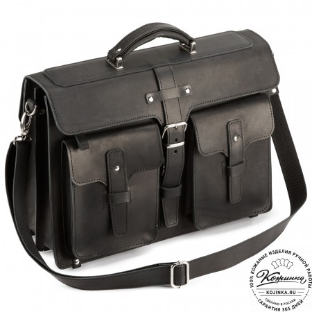 Кожаный портфель "Мирон" (чёрный)