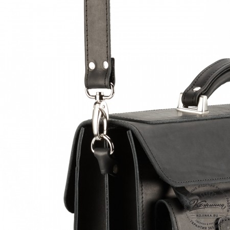 Кожаный портфель "Мирон" (чёрный)