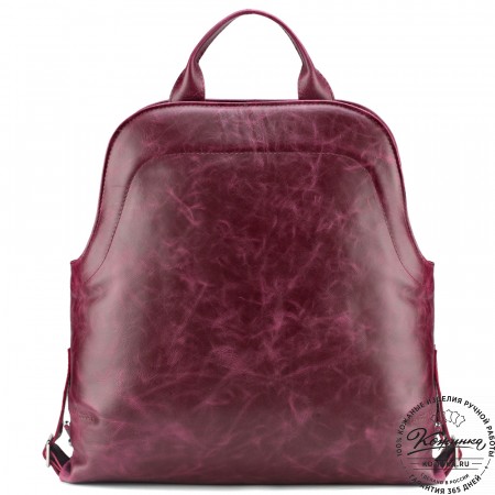 Женский кожаный рюкзак-сумка "Греция" (бордовый антик)