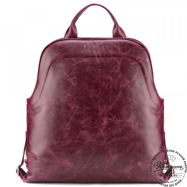 Женский кожаный рюкзак-сумка "Греция" (бордовый антик). фото 1