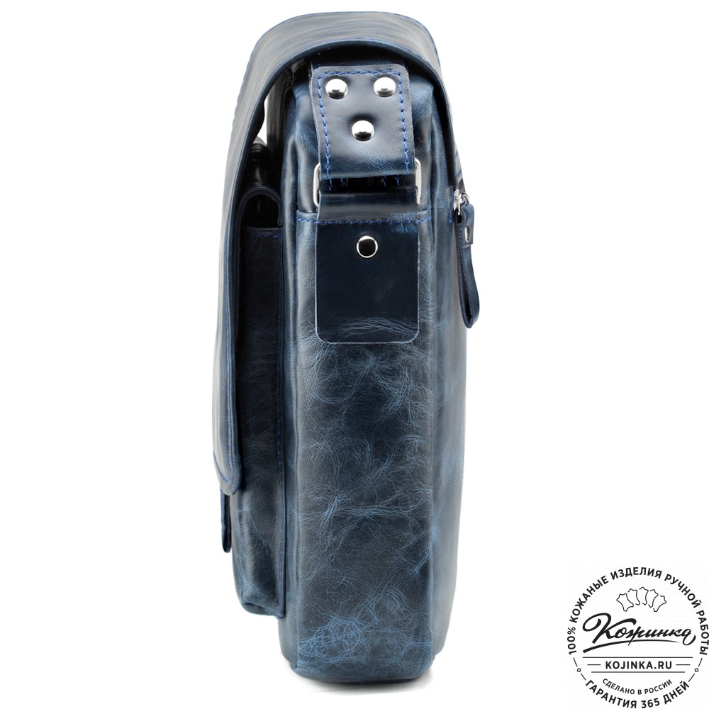 Кожаная сумка через плечо "Алекс" (синий антик) 