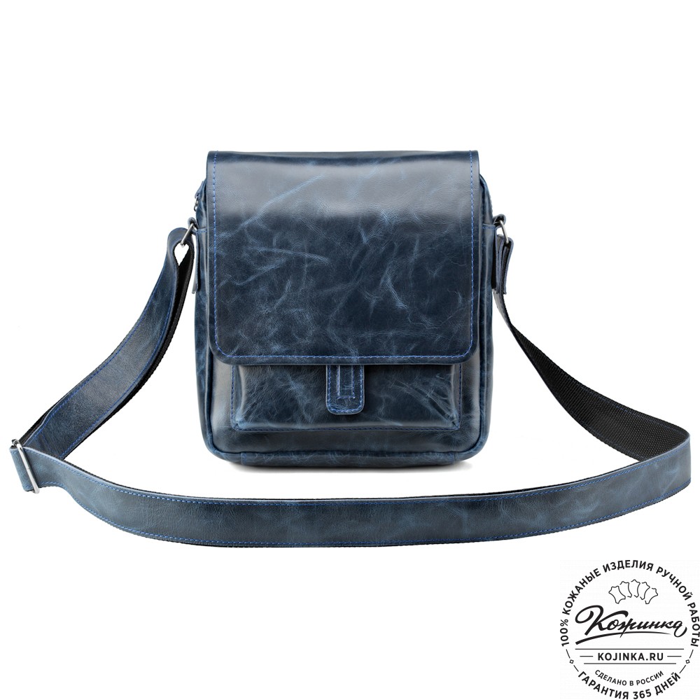 Кожаная сумка через плечо "Алекс" (синий антик) 