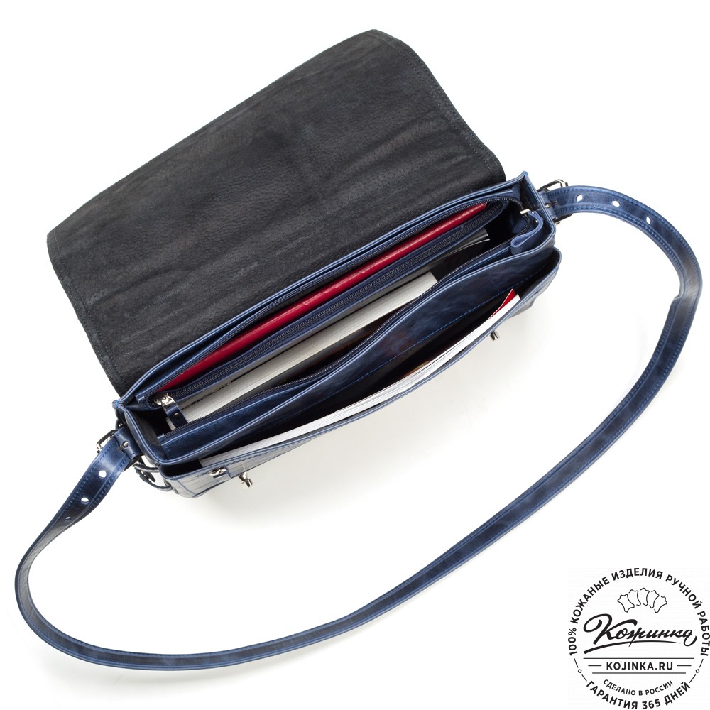 Кожаный портфель "Арамис" (синий антик)