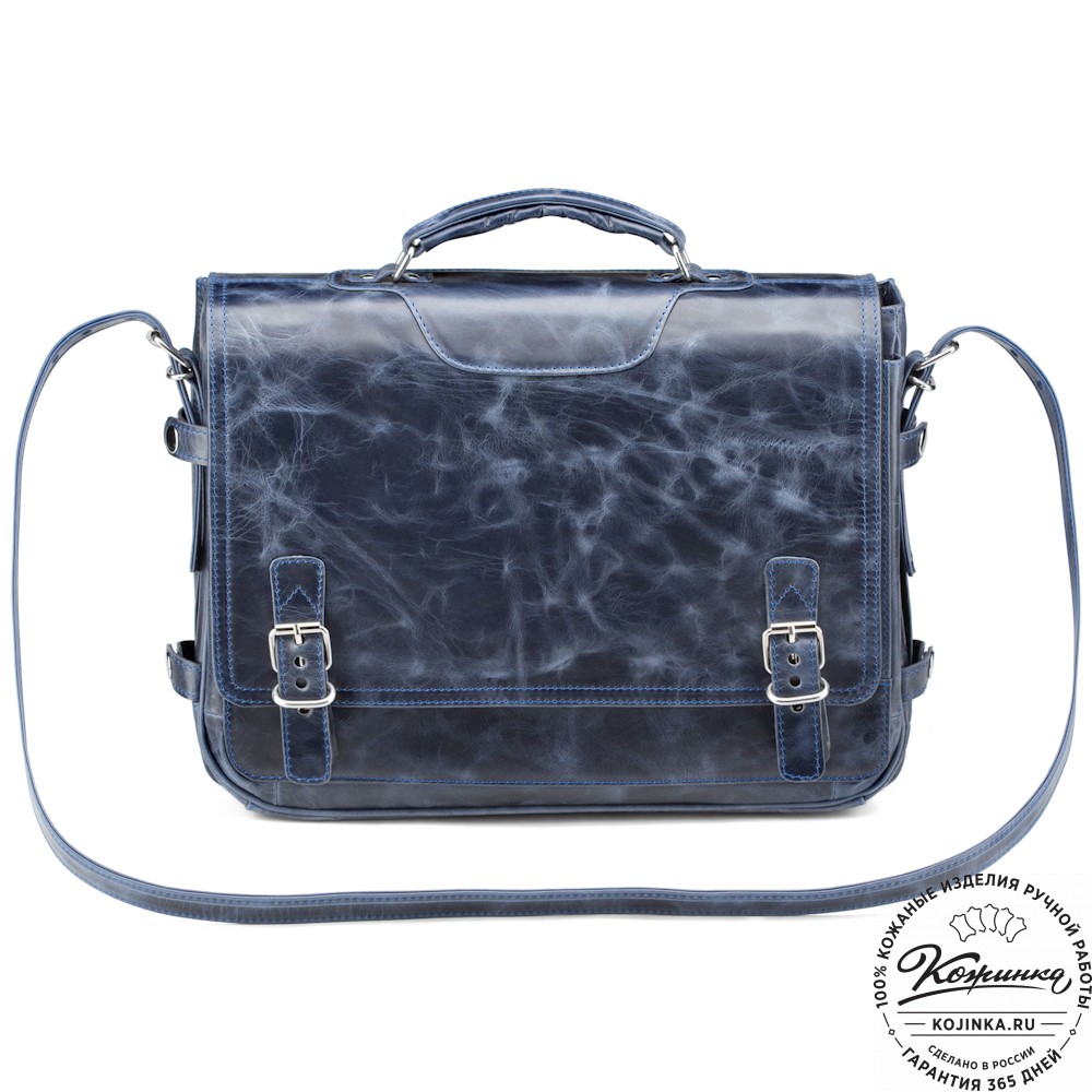 Кожаный портфель "Арамис" (синий антик)