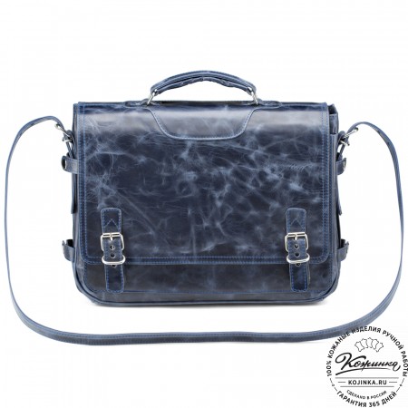 Кожаный портфель "Арамис" (синий антик)