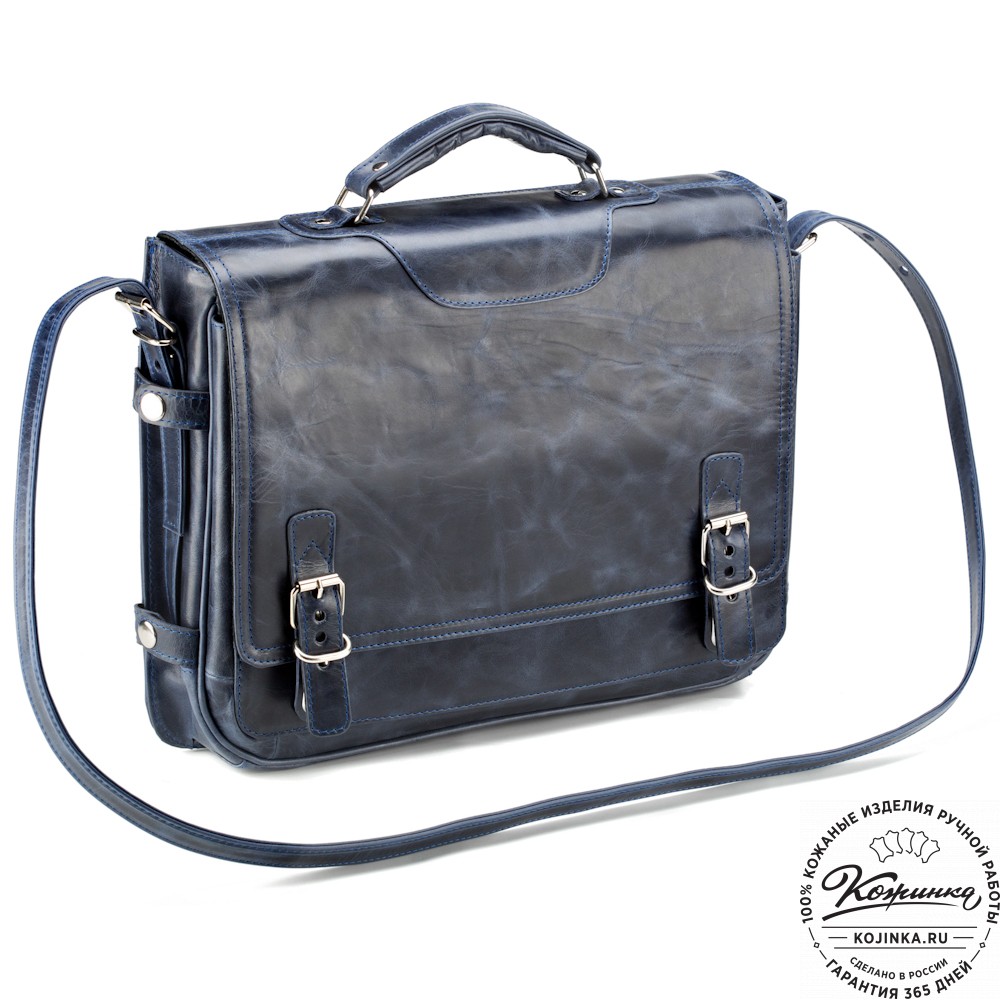Кожаный портфель "Арамис" (синий антик)