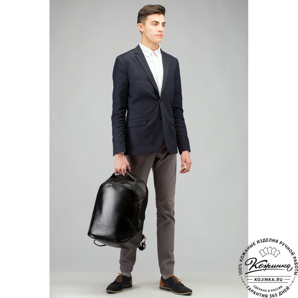 Кожаный рюкзак "Посейдон" (синий воск)