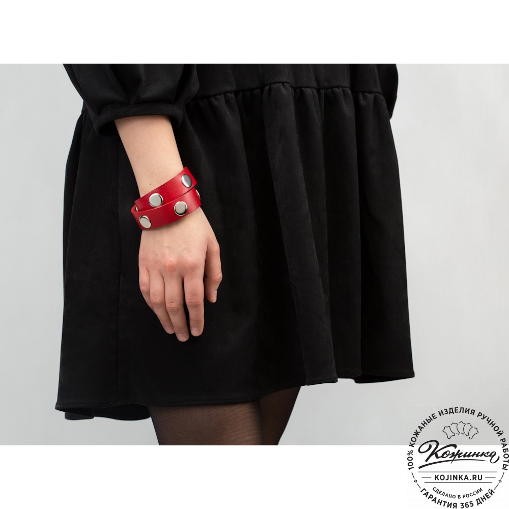 Кожаный браслет "Вегард" (красный)