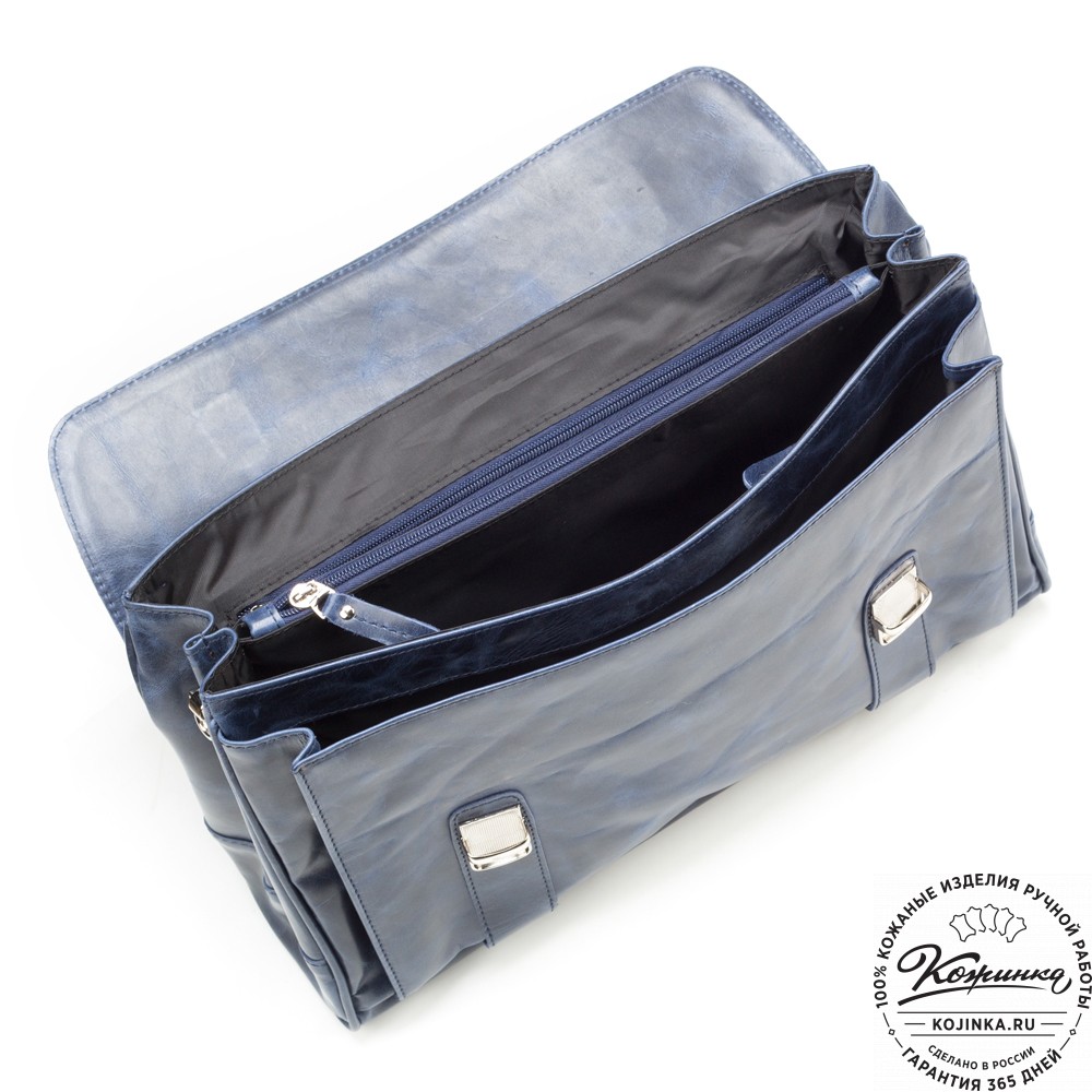 Кожаный портфель "Версаль" (cиний антик)