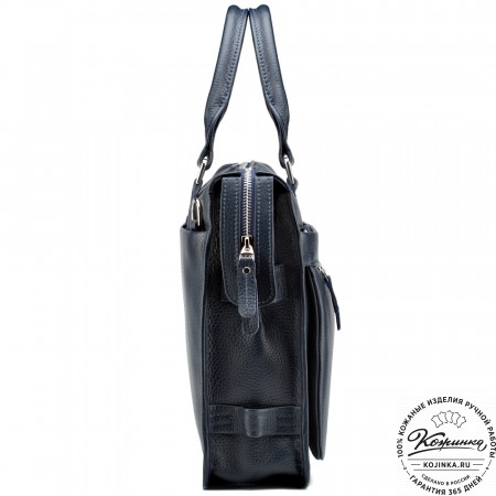 Кожаная деловая сумка "Вильямс" (синяя) 