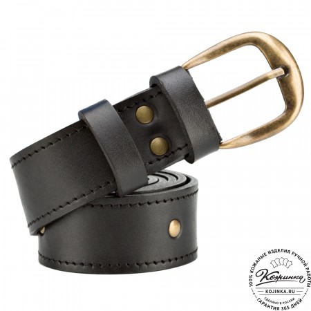 Кожаный мужской ремень "Анри" (чёрный с пистонами)