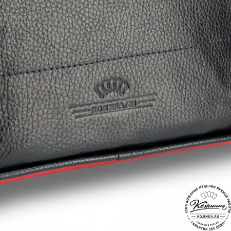 Кожаный рюкзак "Касандра" (синий с красным)