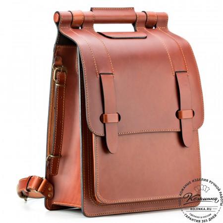 Стильный кожаный рюкзак "Кельт" (рыжий)