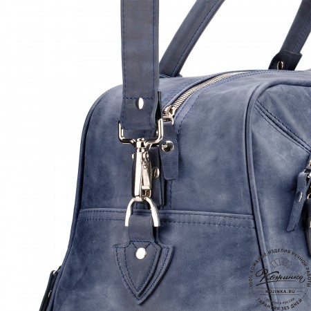 Кожаная дорожная сумка "Бруклин" (синий крейзи)
