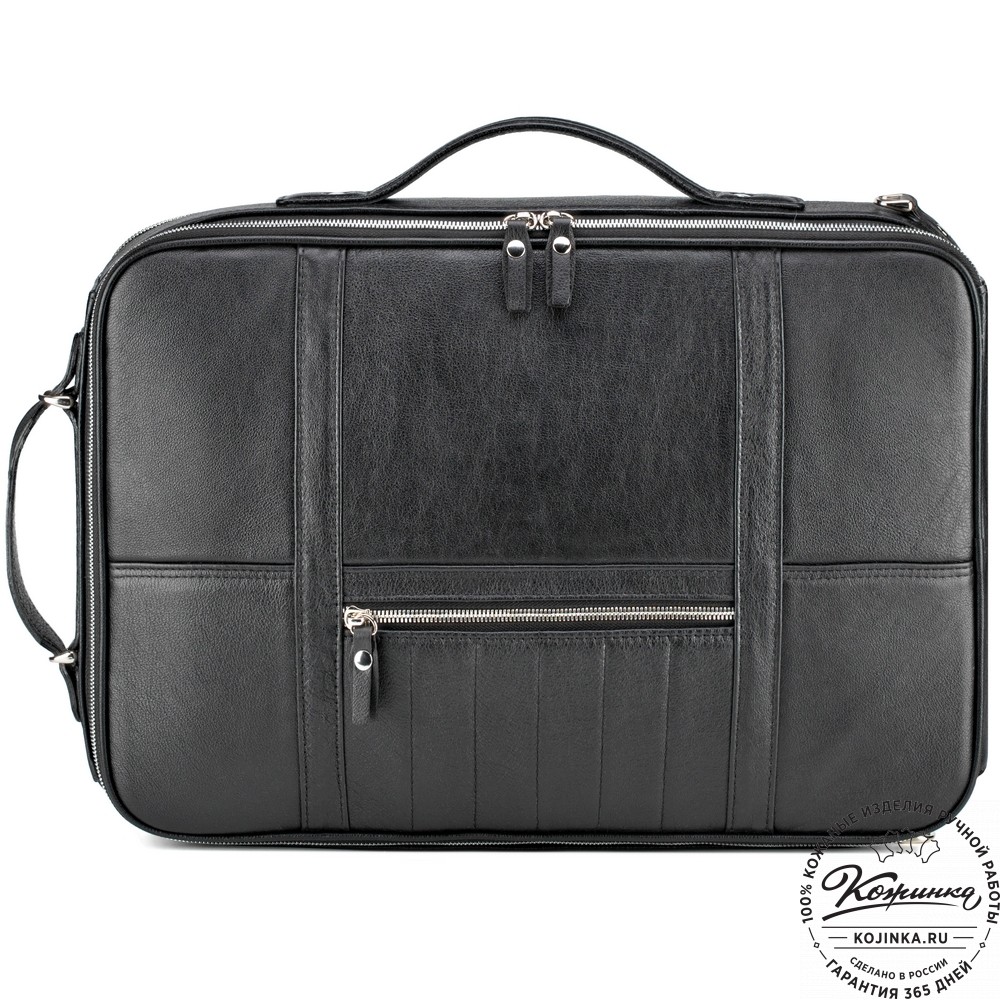 Кожаный рюкзак-сумка "Лесснер" (черный)