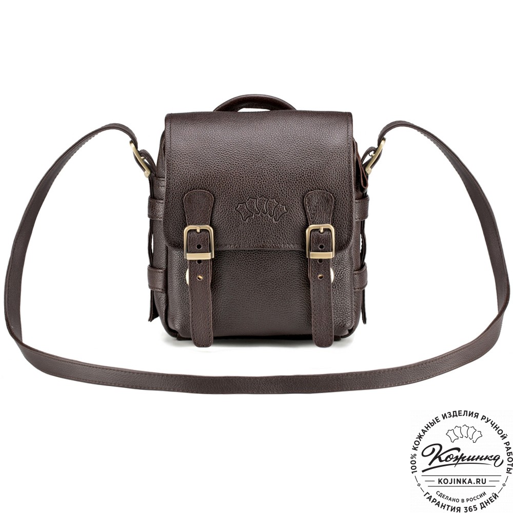 Кожаная сумка через плечо "Джек" (тёмно-коричневая) 