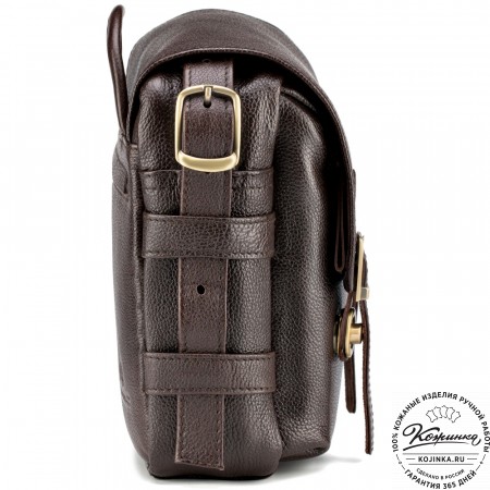 Кожаная сумка через плечо "Джек" (тёмно-коричневая) 