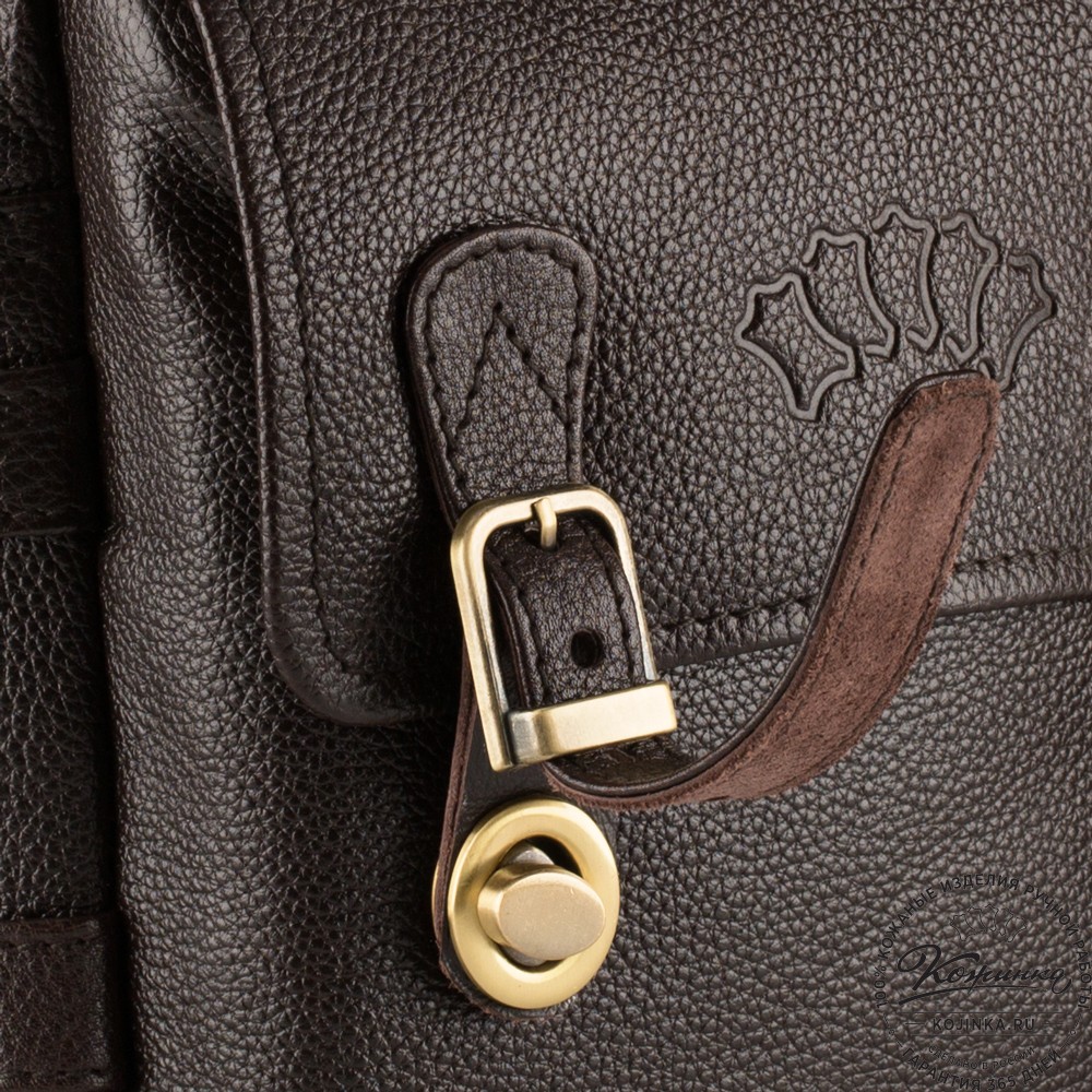 Кожаная сумка через плечо "Джек" (тёмно-коричневая) 