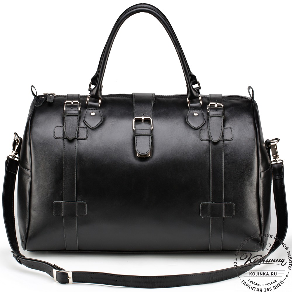 Кожаная дорожная сумка "Кордова" (чёрная)