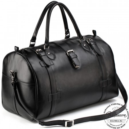 Кожаная дорожная сумка "Кордова" (чёрная)