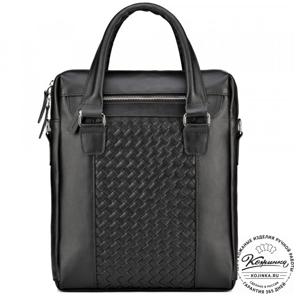 Кожаная сумка "Крюгер" (чёрная). фото 1